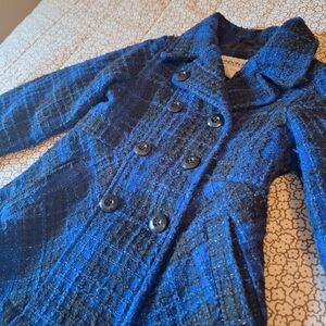 London Fog Toddler 3T Black and Blue Plaid Pea Coat